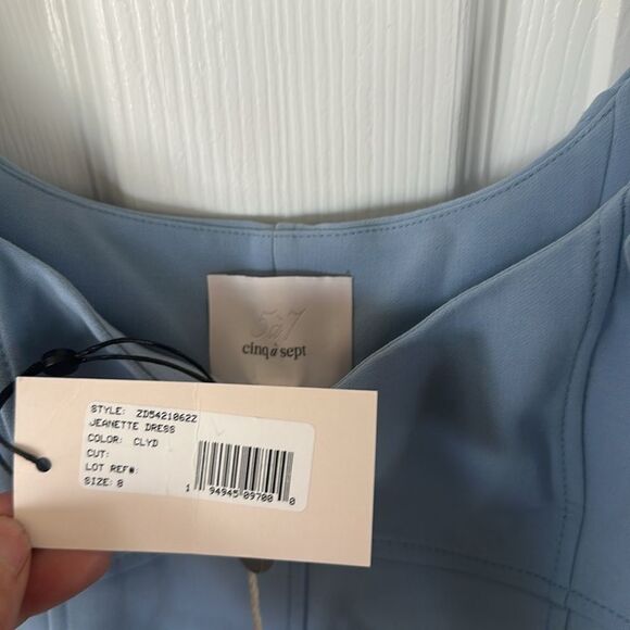 Cinq a Sept Jeanette Tie Shoulder Fit & Flare Mini Dress Dress Blue Size 8 NWT - Picture 6 of 6